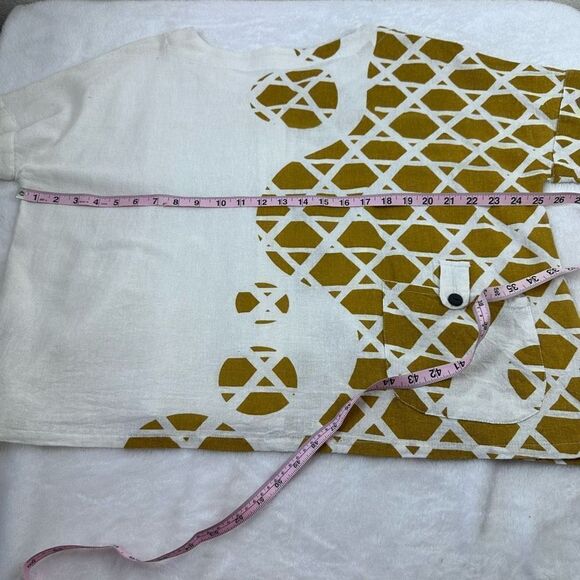 Mona Lisa Womens Button Up Shirt Blouse Top Short Sleeve Mustard Yellow Medium - Picture 11 of 14